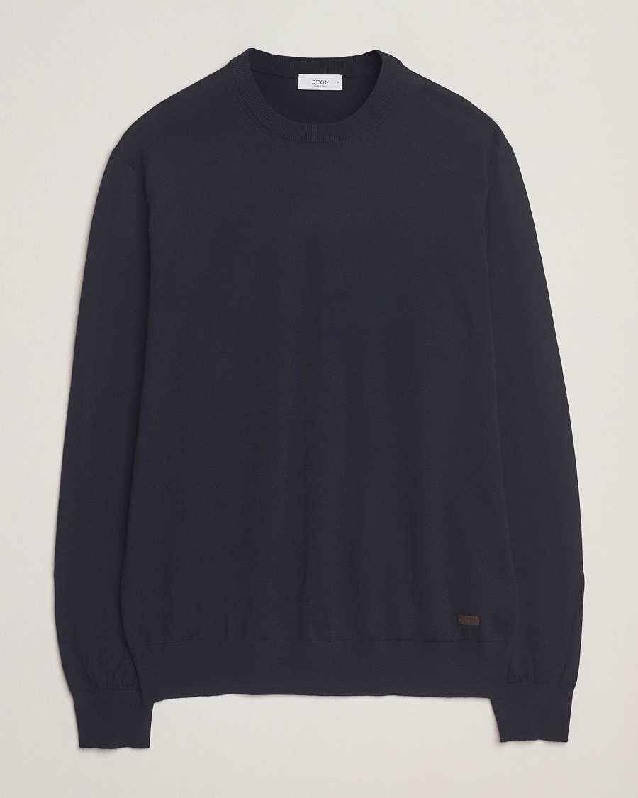Uomini | Maglieria | Eton | Merino Knitted Crew Neck Navy