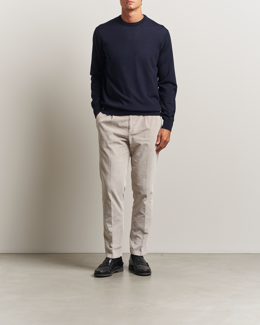 Uomini | Maglieria | Eton | Merino Knitted Crew Neck Navy