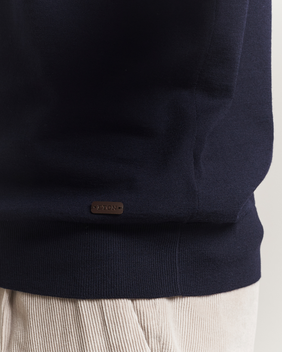 Uomini | Maglieria | Eton | Merino Knitted Crew Neck Navy