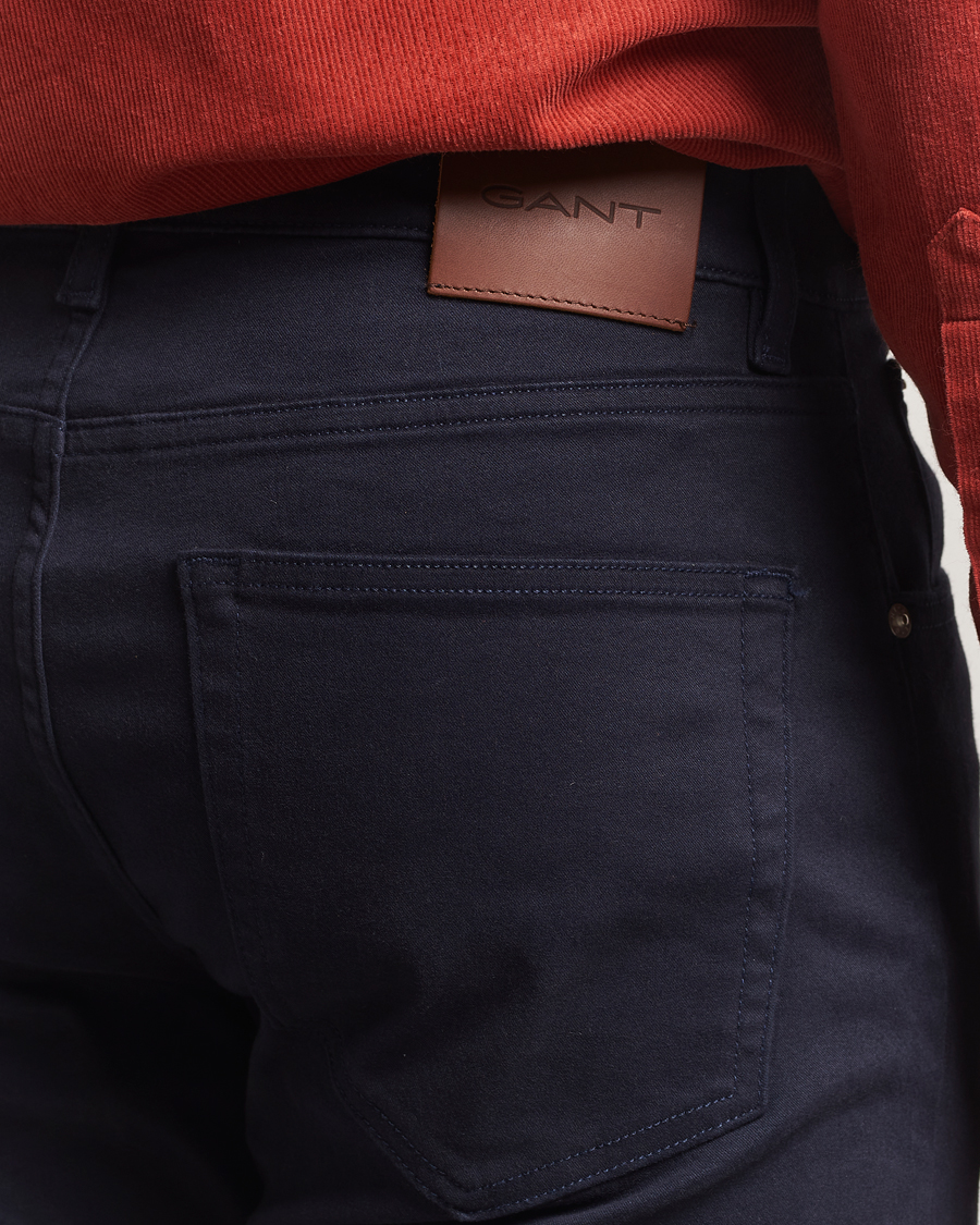 Uomini | Pantaloni | GANT | Regular Fit Moleskin 5-Pocket Trousers Evening Blue