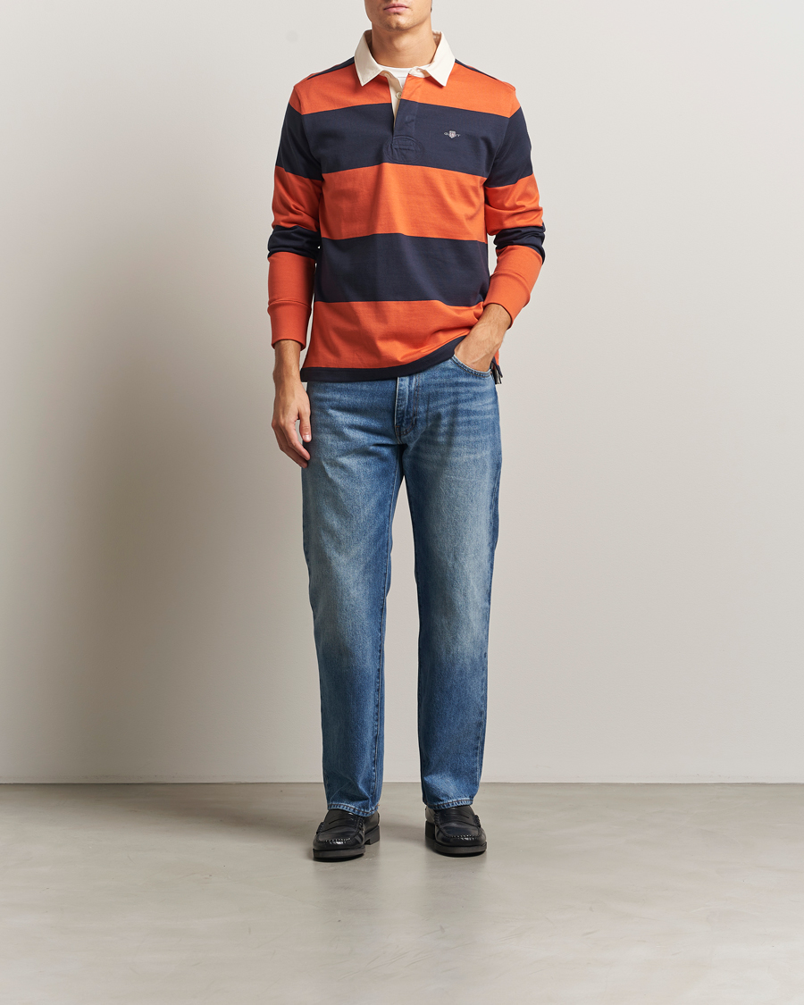 Uomini | Maglieria | GANT | Striped Heavy Rugger Evening Blue