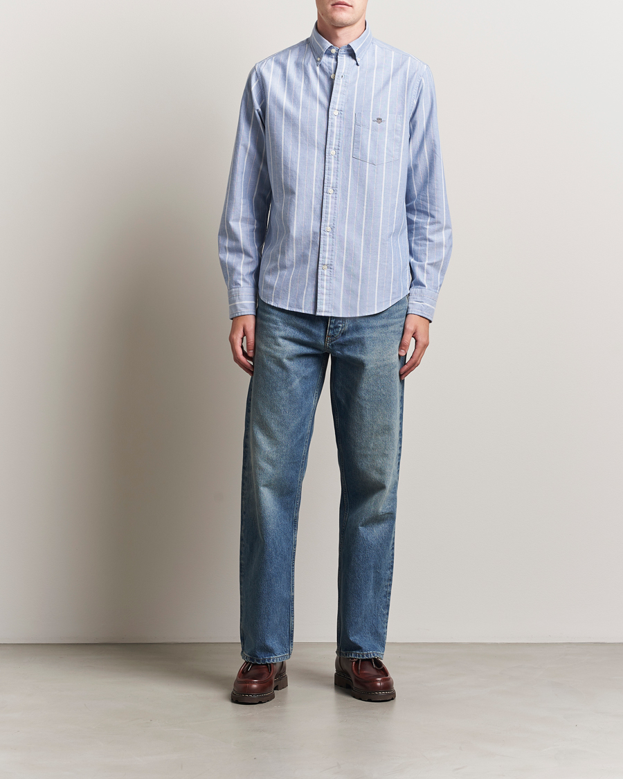 Uomini | Camicie | GANT | Regular Fit Classic Striped Oxford Shirt Rich Blue