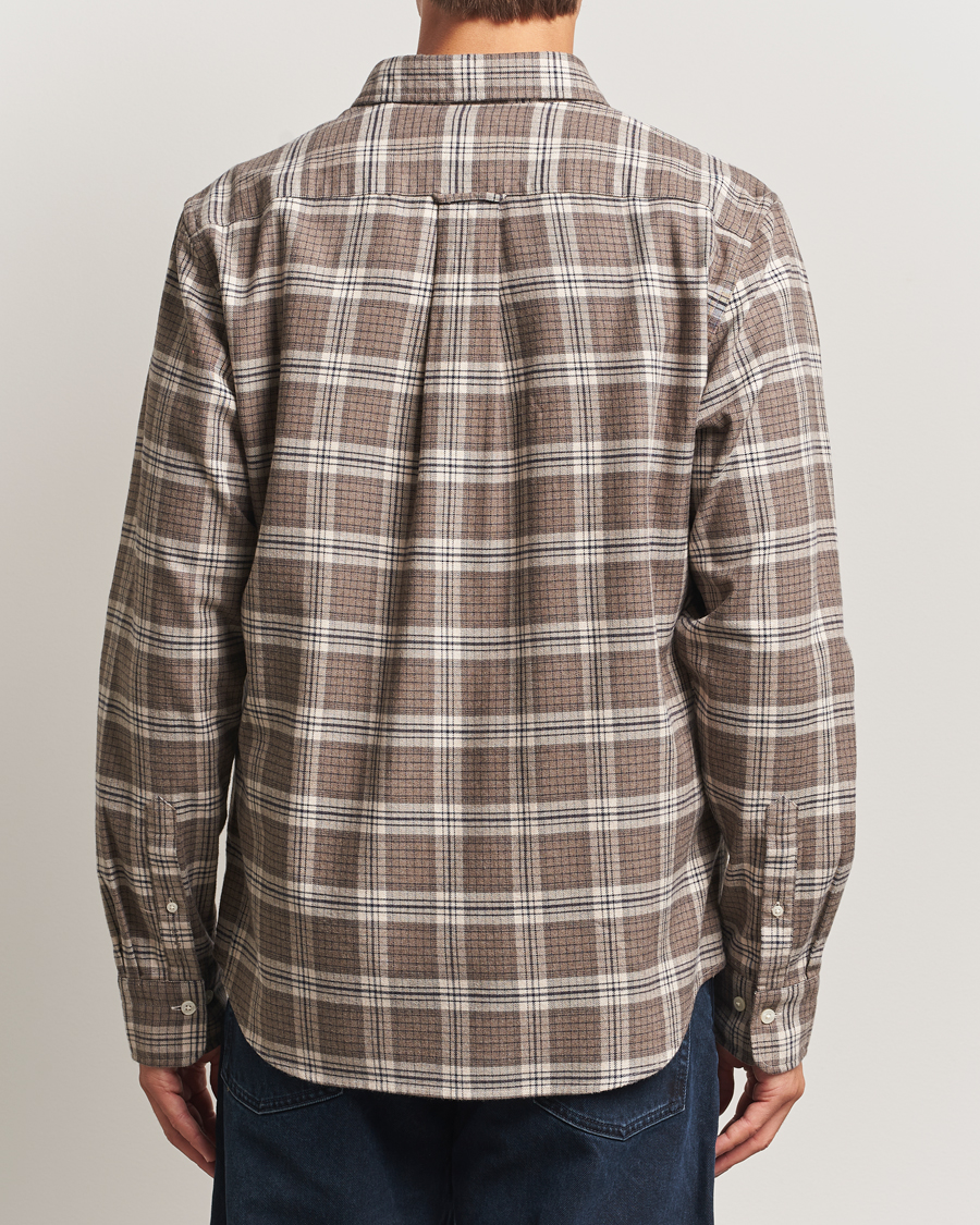 Uomini | Camicie | GANT | Regular Fit Checked Flannel Shirt Dark Hazelnut Melange