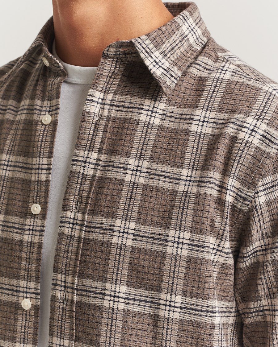 Uomini | Camicie | GANT | Regular Fit Checked Flannel Shirt Dark Hazelnut Melange