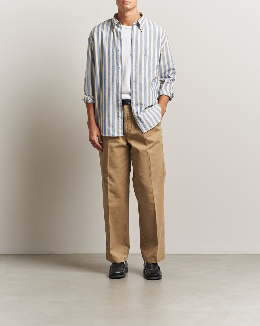 Uomini | Camicie | GANT | Relaxed Fit Striped Heritage Oxford Shirt Blue Water