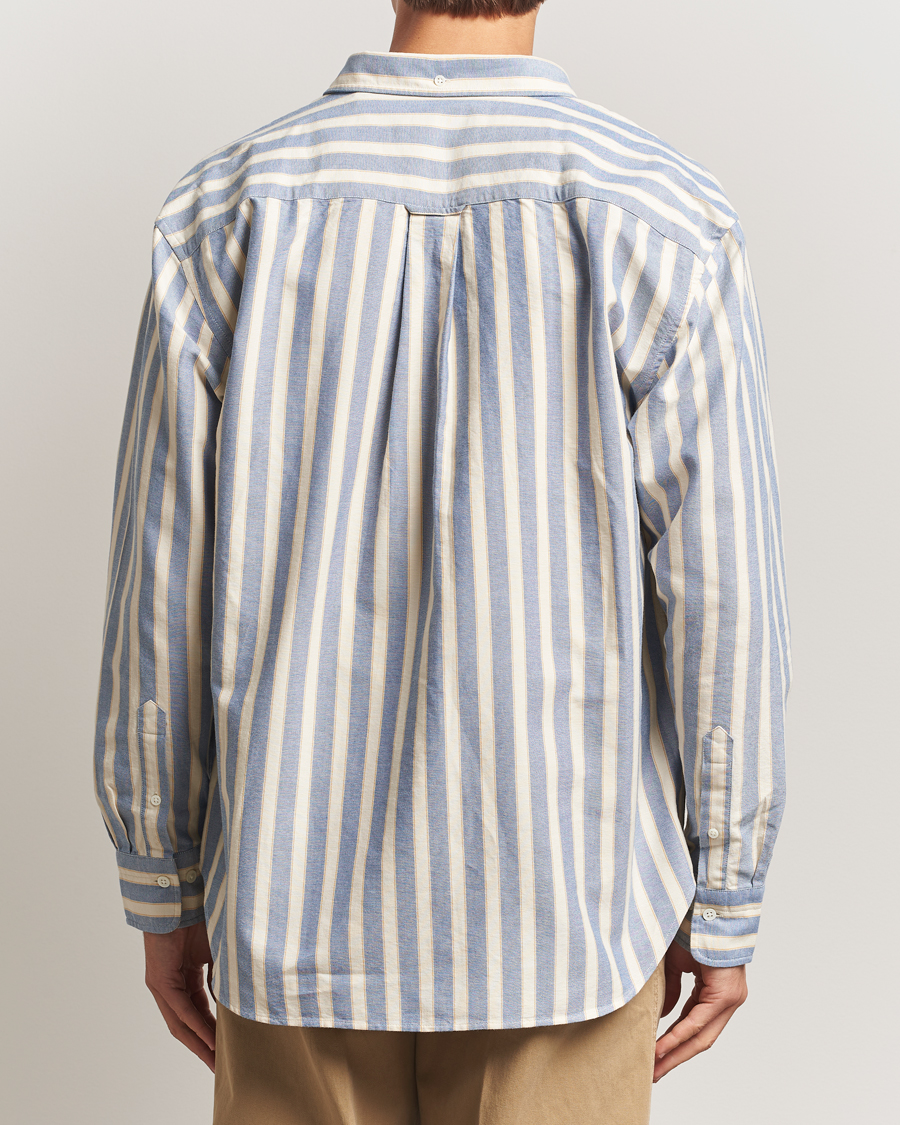 Uomini | Camicie | GANT | Relaxed Fit Striped Heritage Oxford Shirt Blue Water