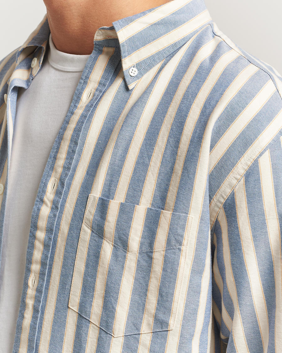Uomini | Camicie | GANT | Relaxed Fit Striped Heritage Oxford Shirt Blue Water