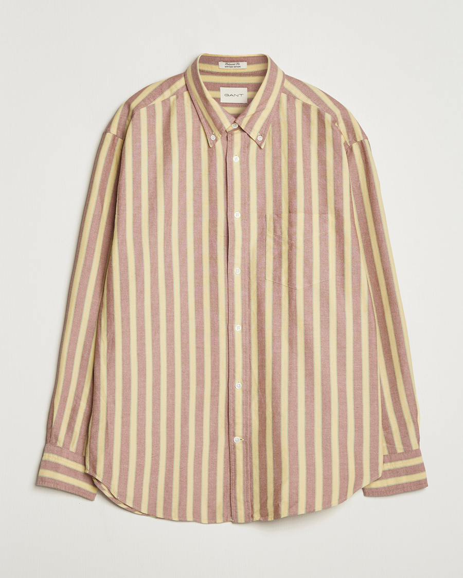 Uomini | Camicie | GANT | Relaxed Fit Striped Heritage Oxford Shirt Modern Rust