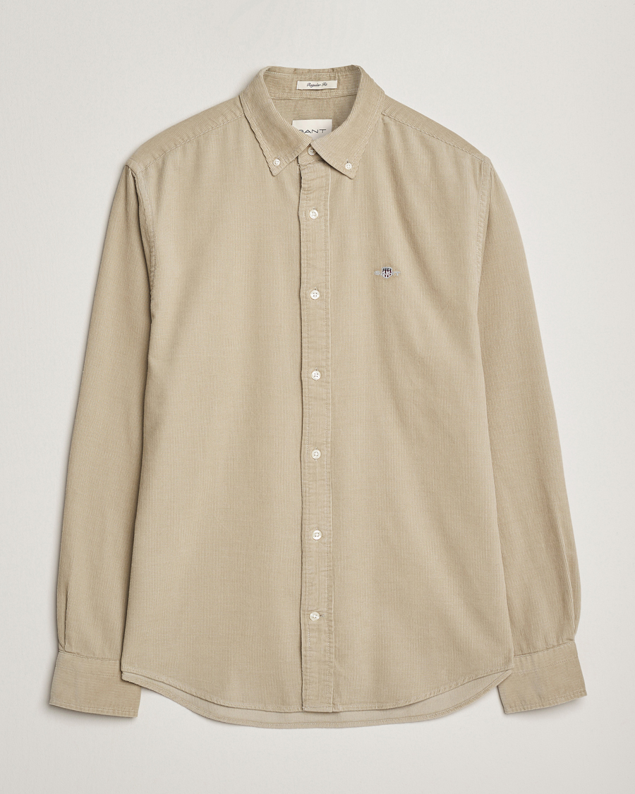 Uomini | Camicie | GANT | Regular Fit Corduroy Shirt Greige