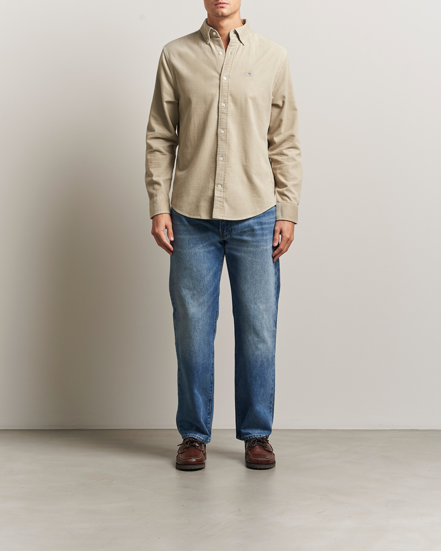 Uomini | Camicie | GANT | Regular Fit Corduroy Shirt Greige
