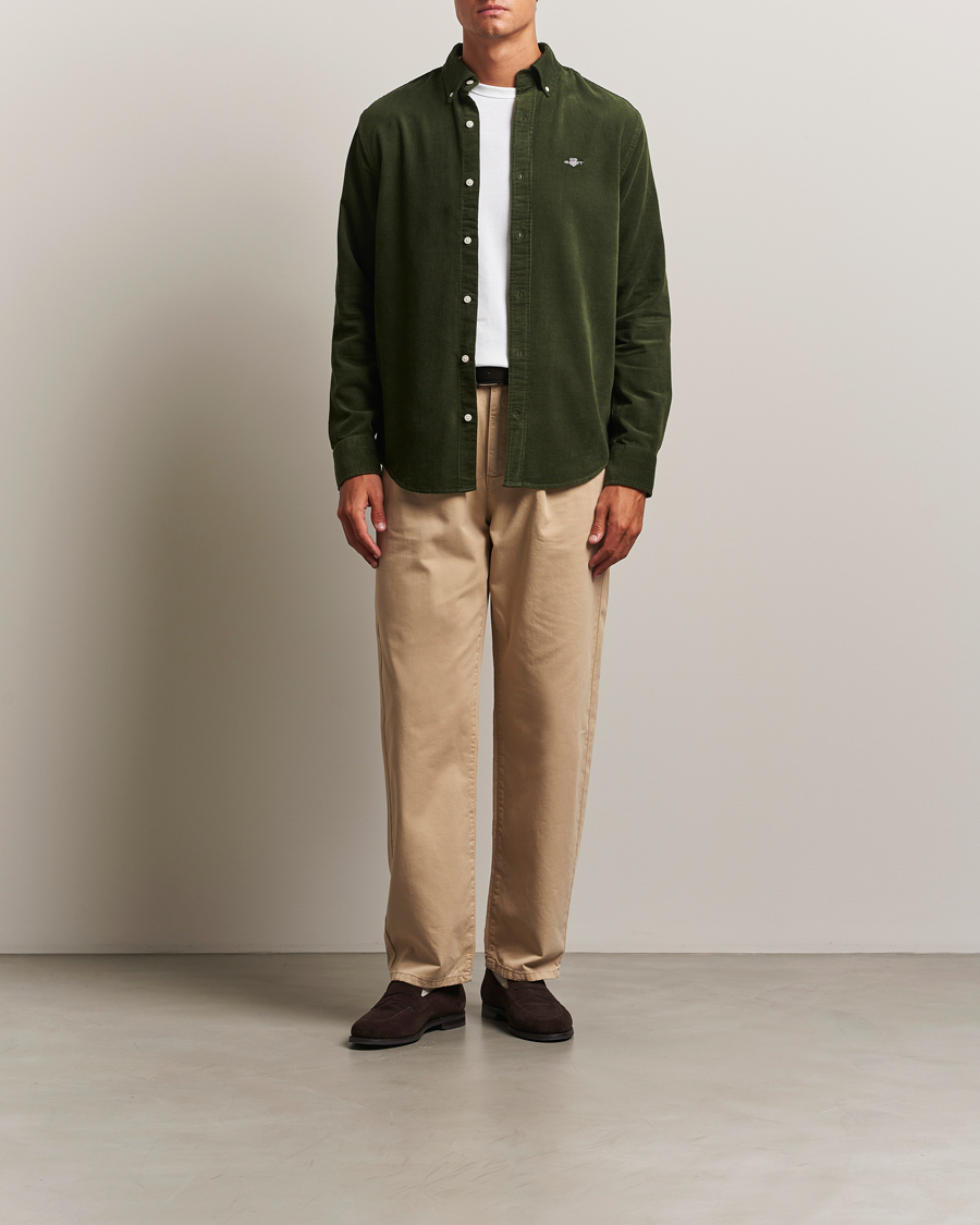 Uomini | Camicie | GANT | Regular Fit Corduroy Shirt Country Green