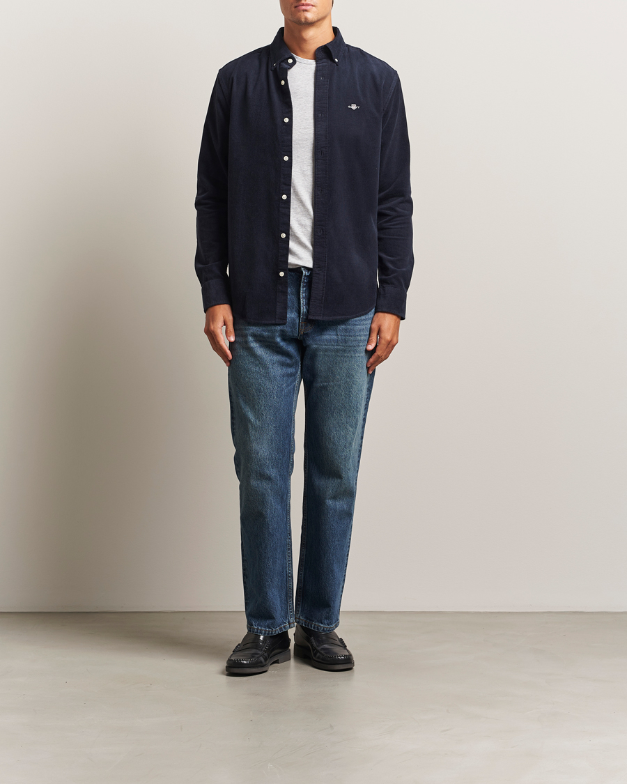 Uomini | Camicie | Gant | Regular Fit Corduroy Shirt Evening Blue