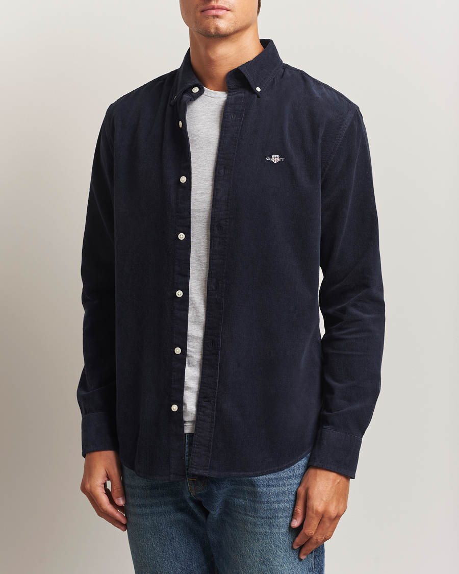 Uomini | Camicie | Gant | Regular Fit Corduroy Shirt Evening Blue