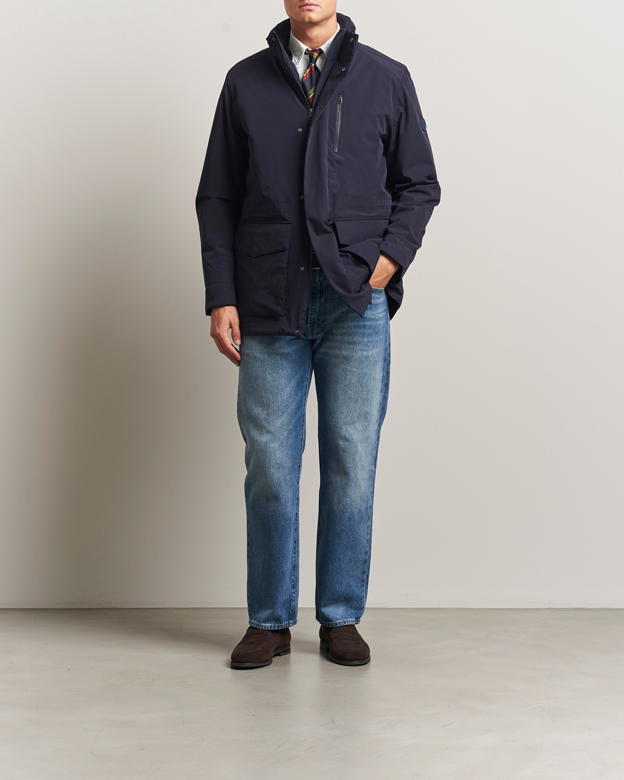 Uomini | Giacche | Gant | Double Mid Length Field Jacket Evening Blue