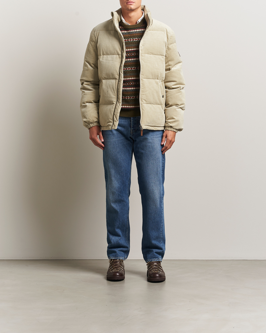 Uomini | Giacche | Gant | Corduroy Down Puffer Jacker Greige