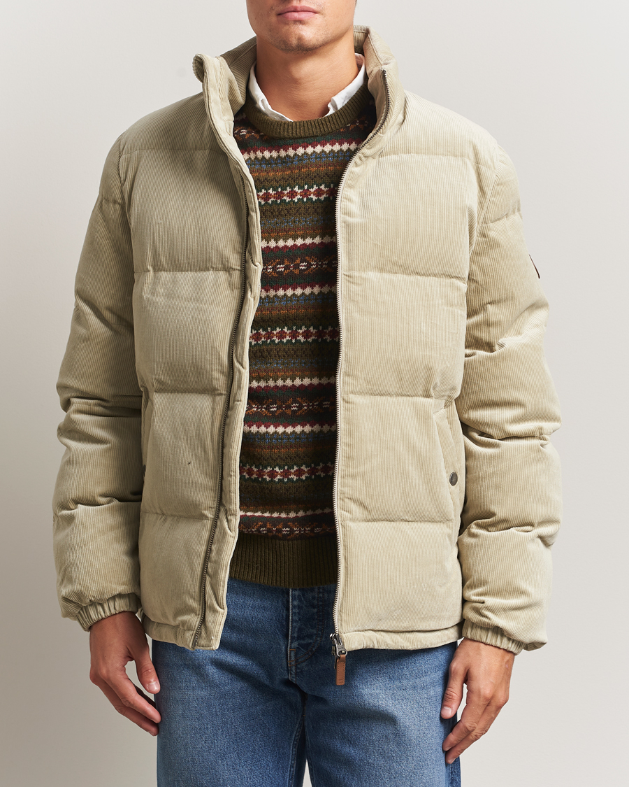 Uomini | Giacche | Gant | Corduroy Down Puffer Jacker Greige