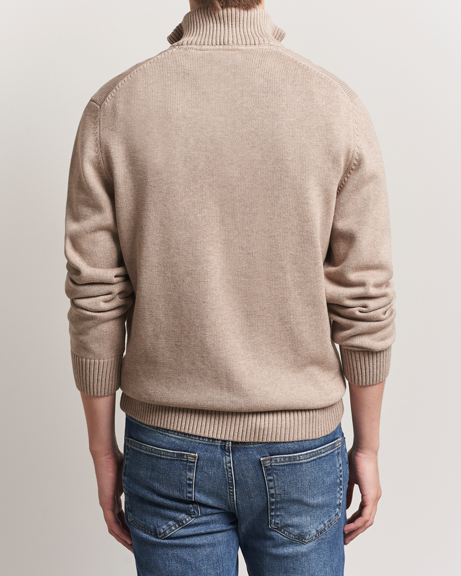 Uomini | Maglieria | GANT | Casual Cotton Half Zip Dark Sand Melange