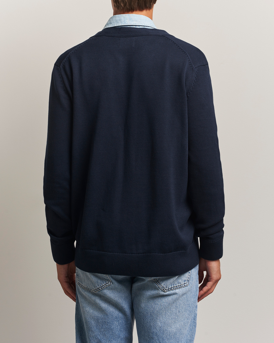 Uomini | Maglieria | GANT | Casual Cotton Cardigan Evening Blue