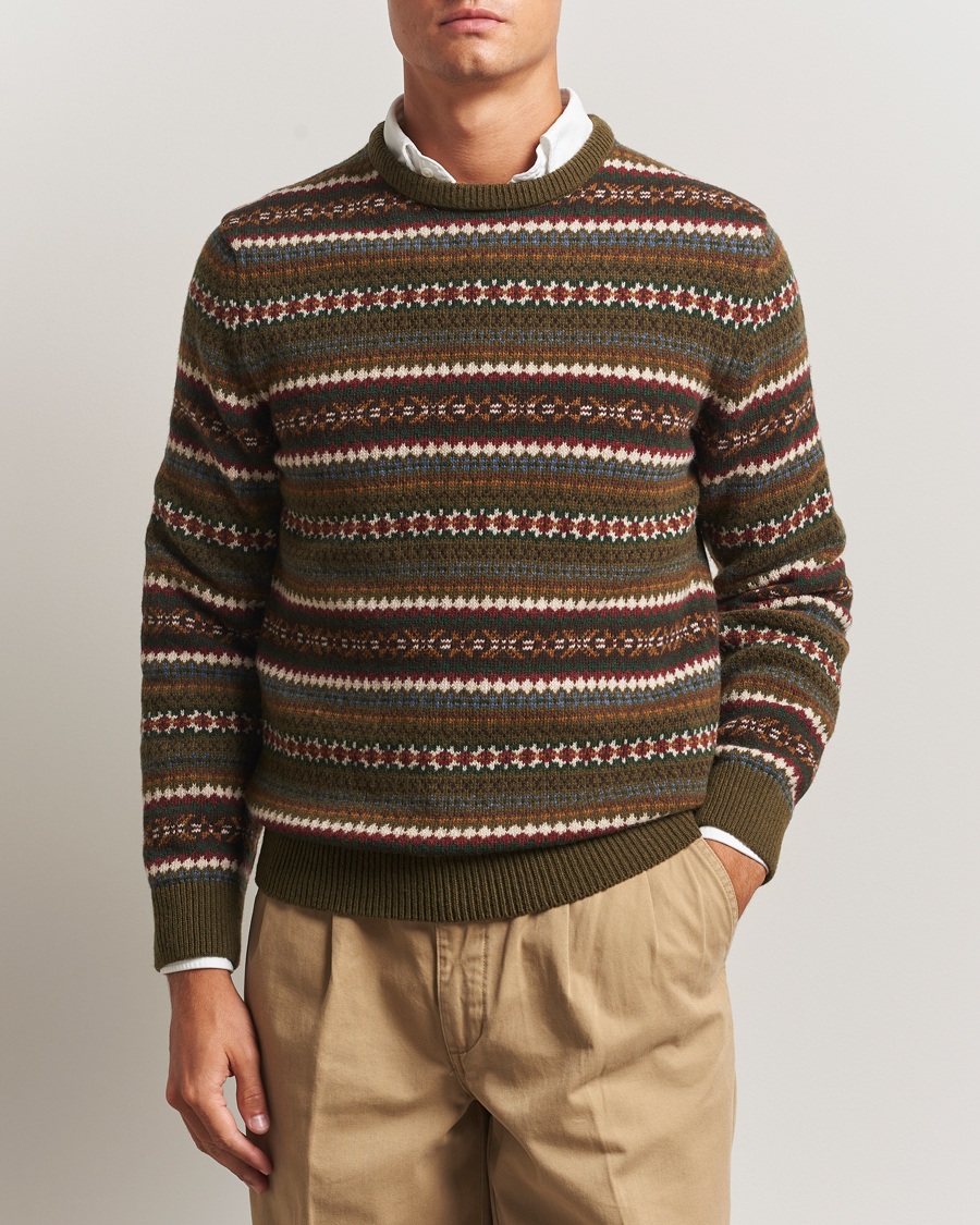 Uomini | Maglieria | Gant | Fair Isle Knitted Crew Neck Sweater Country Green