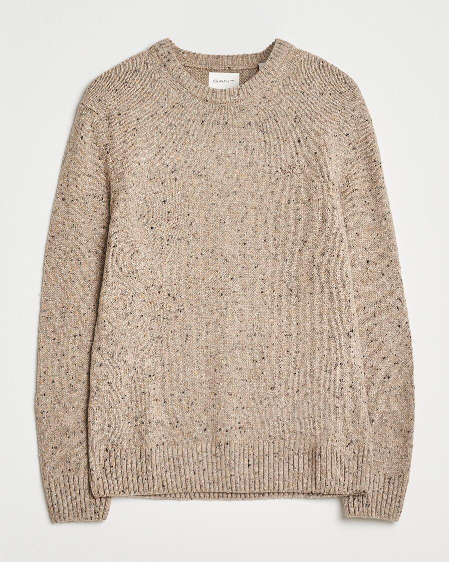 Uomini | Maglieria | Gant | Neps Wool Crew Neck Sand Melange