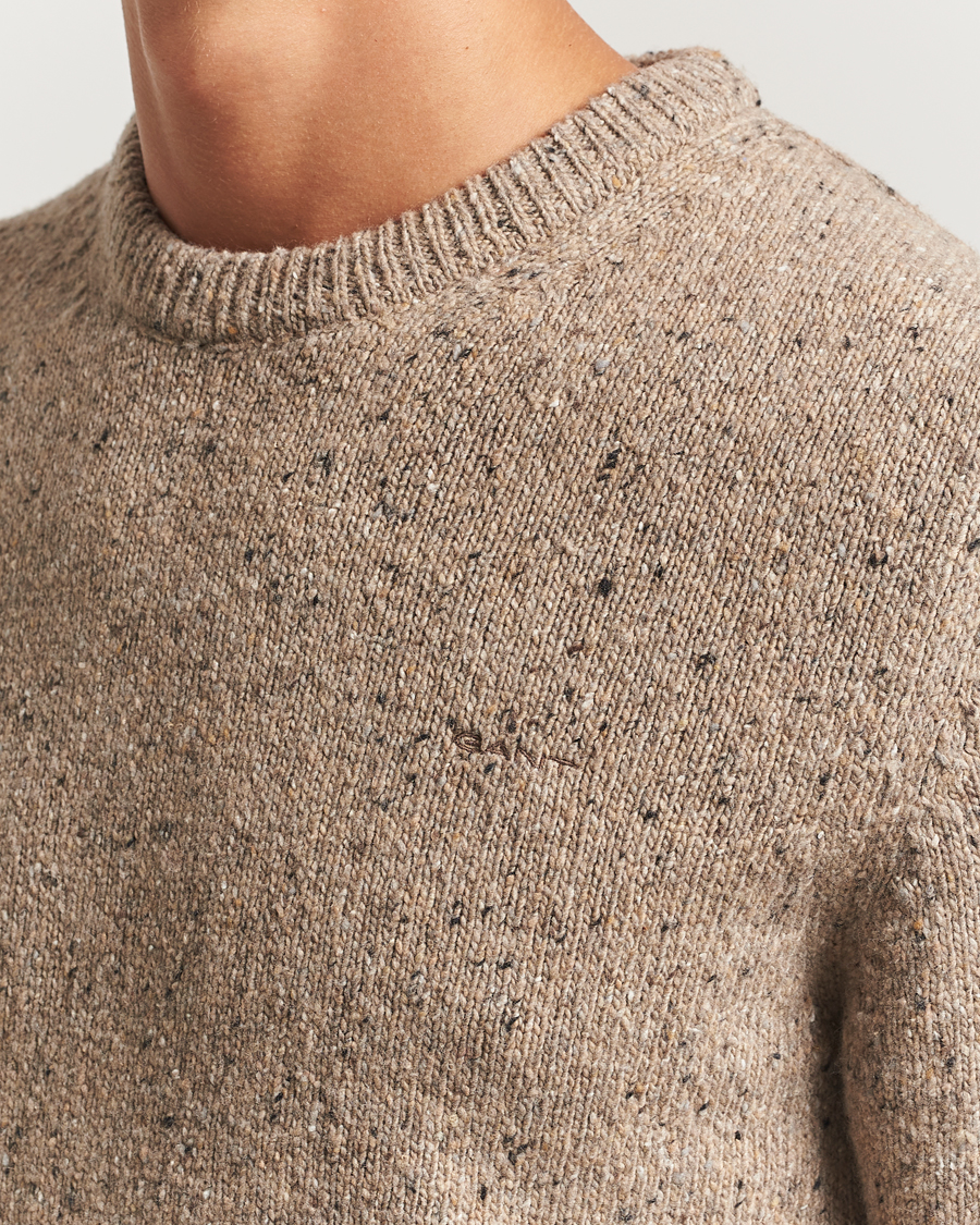 Uomini | Maglieria | Gant | Neps Wool Crew Neck Sand Melange