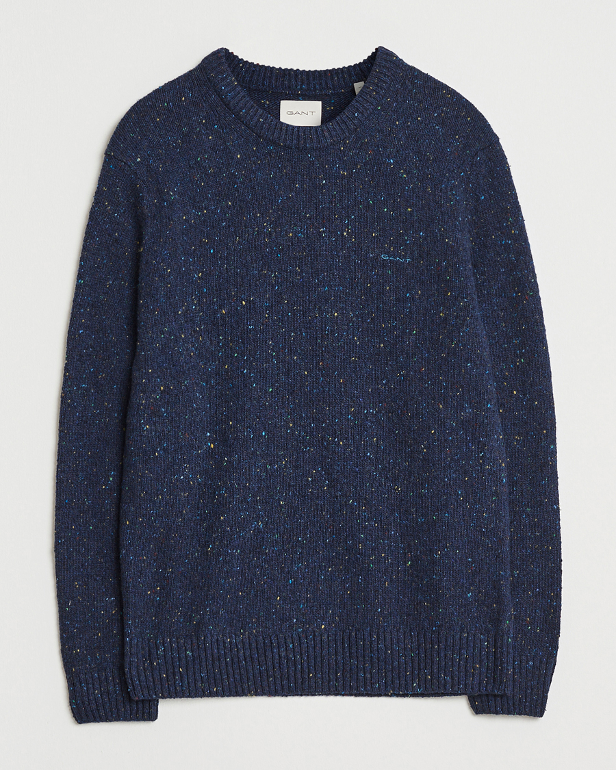 Uomini | Maglieria | GANT | Neps Wool Crew Neck Evening Blue
