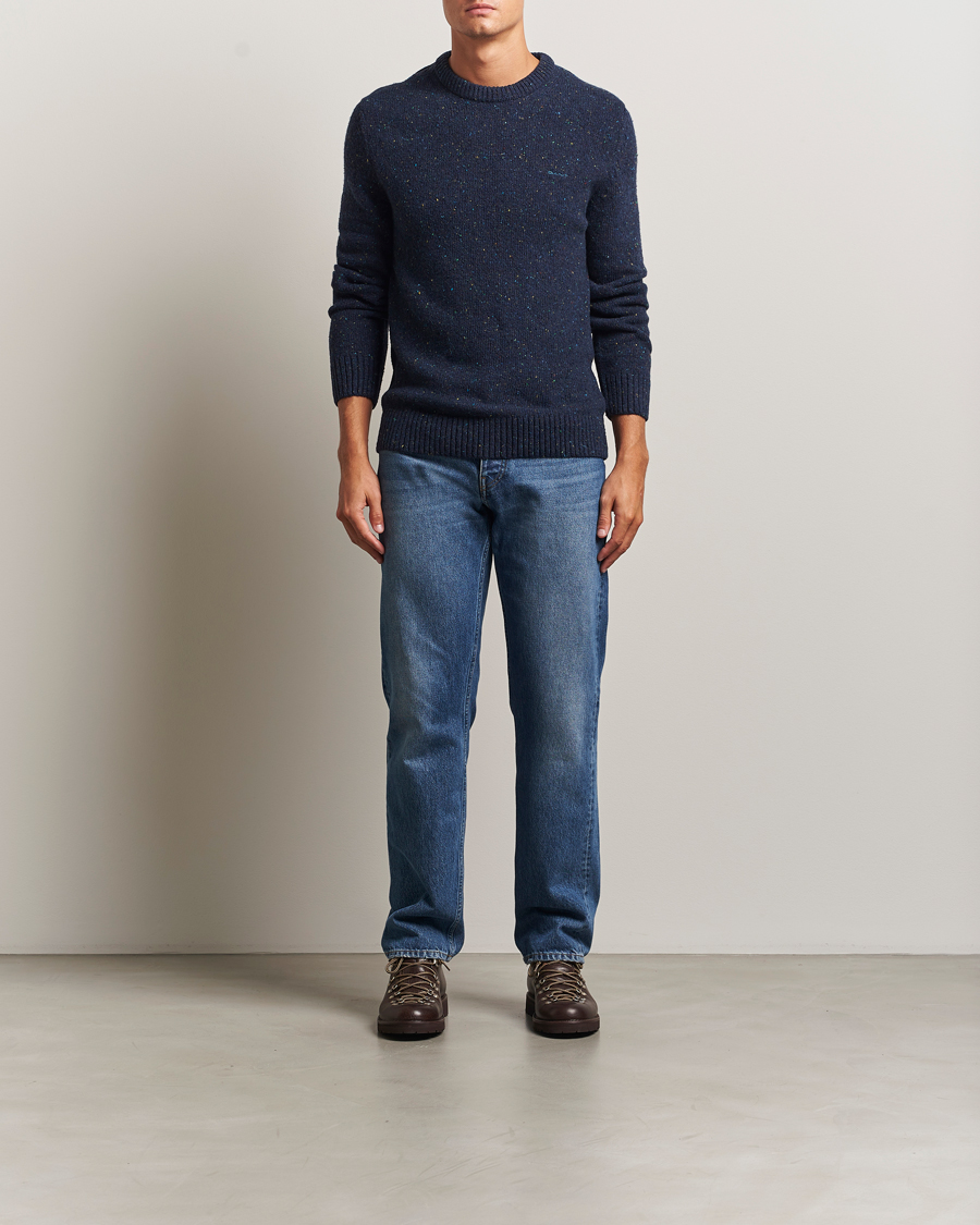 Uomini | Maglieria | GANT | Neps Wool Crew Neck Evening Blue