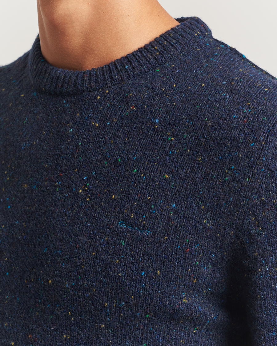 Uomini | Maglieria | GANT | Neps Wool Crew Neck Evening Blue