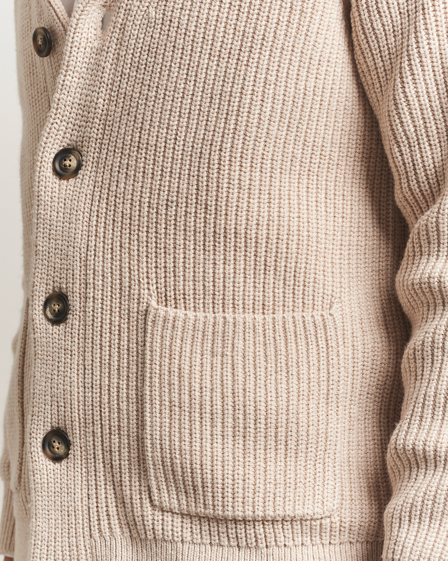Uomini | Maglieria | GANT | Wool Knitted Shawl Collar Cardigan Light Beige Melange