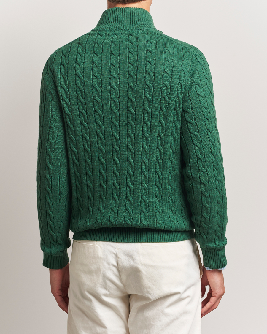 Uomini | Maglieria | Gant | Cotton Cable Half Zip Forest Green