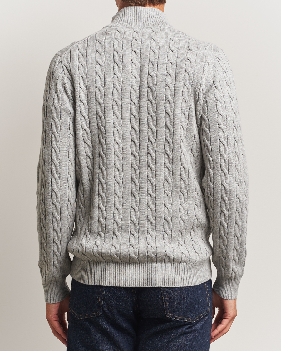 Uomini | Maglieria | GANT | Cotton Cable Half Zip Grey Melange