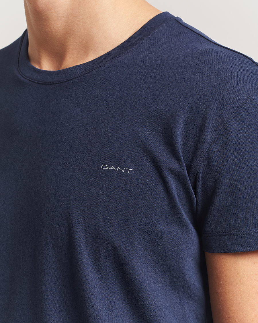 Uomini | T-shirt | GANT | 2-Pack Crew Neck T-Shirt Light Grey/Navy
