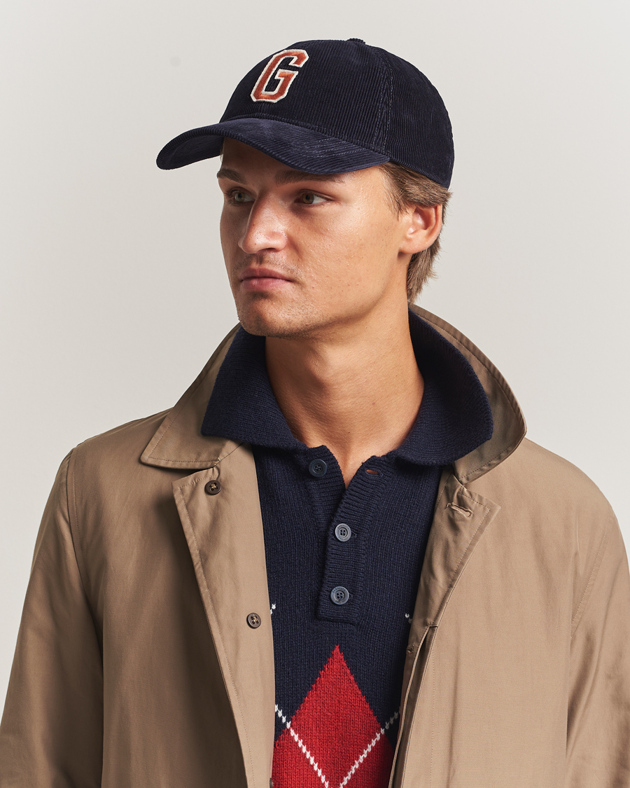 Uomini | GANT G Badge Corduroy Cap Evening Blue | GANT | G Badge Corduroy Cap Evening Blue
