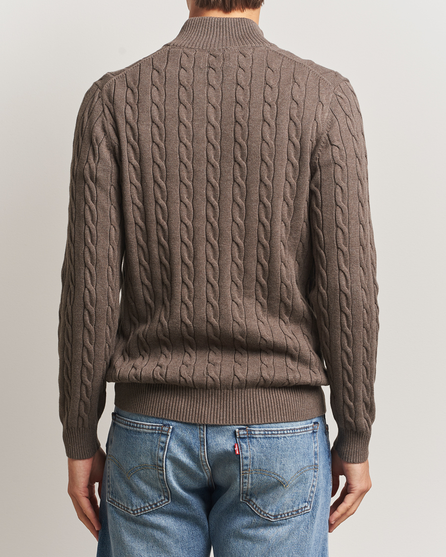 Uomini | Maglieria | GANT | Cotton Cable Half Zip Seawood Melange