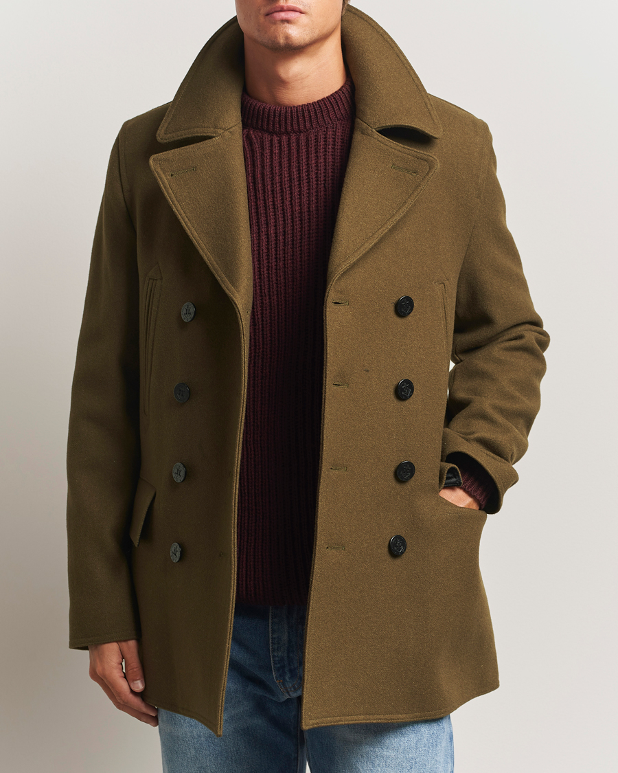 Uomini | Giacche | Gloverall | Churchill Reefer Peacoat Loden Green