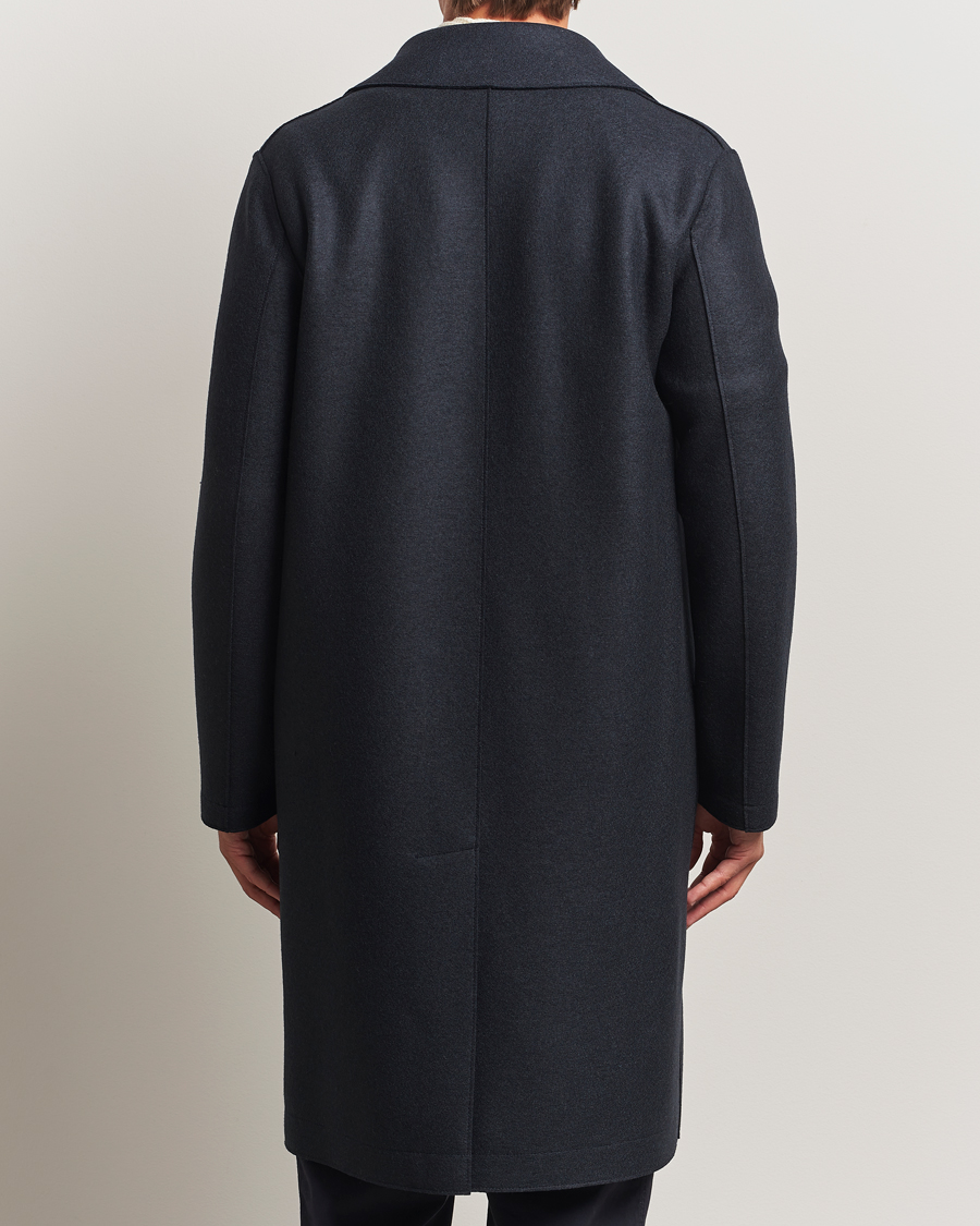Uomini | Giacche | Harris Wharf London | Pressed Wool Long Peacoat Dark Blue
