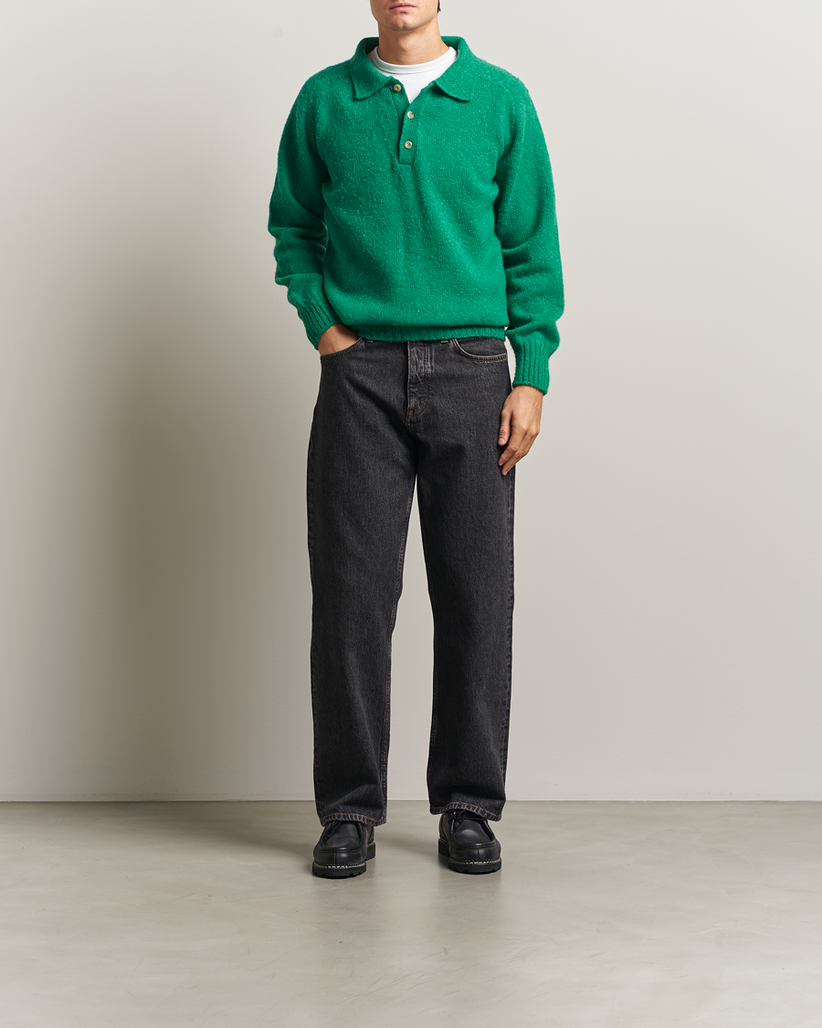 Uomini | Maglieria | Howlin' | Brushed Wool Polo Greendream