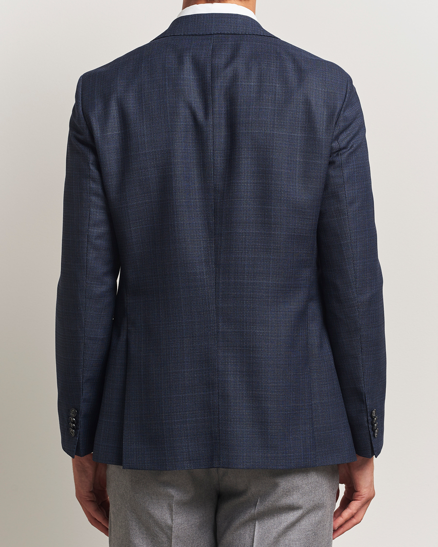 Uomini | Blazers | BOSS BLACK | Hutson Wool Checked Blazer Open Blue