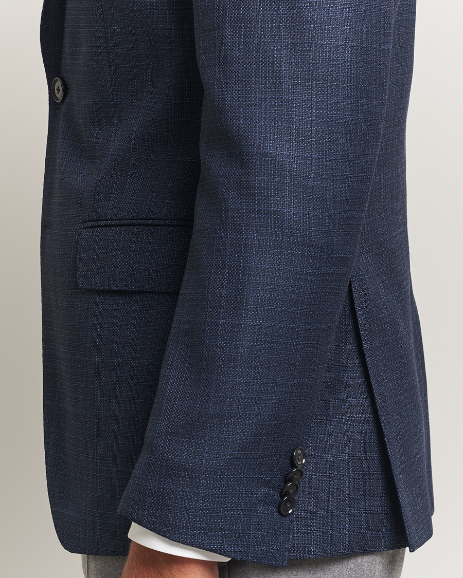 Uomini | Blazers | BOSS BLACK | Hutson Wool Checked Blazer Open Blue