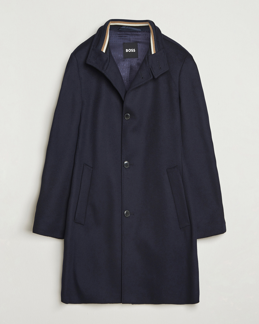 Uomini | Giacche | BOSS BLACK | Hyde Stand Up Collar Coat Dark Blue