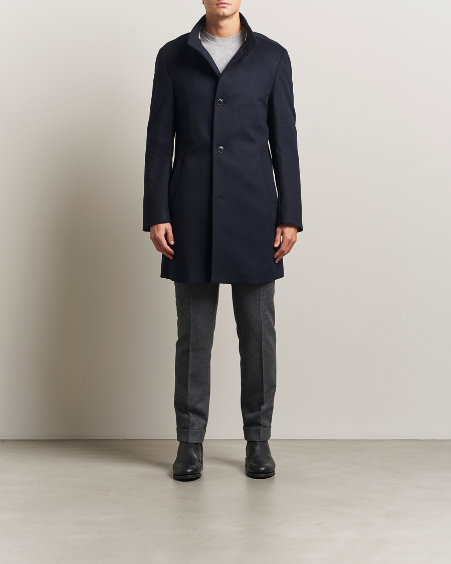 Uomini | Giacche | BOSS BLACK | Hyde Stand Up Collar Coat Dark Blue