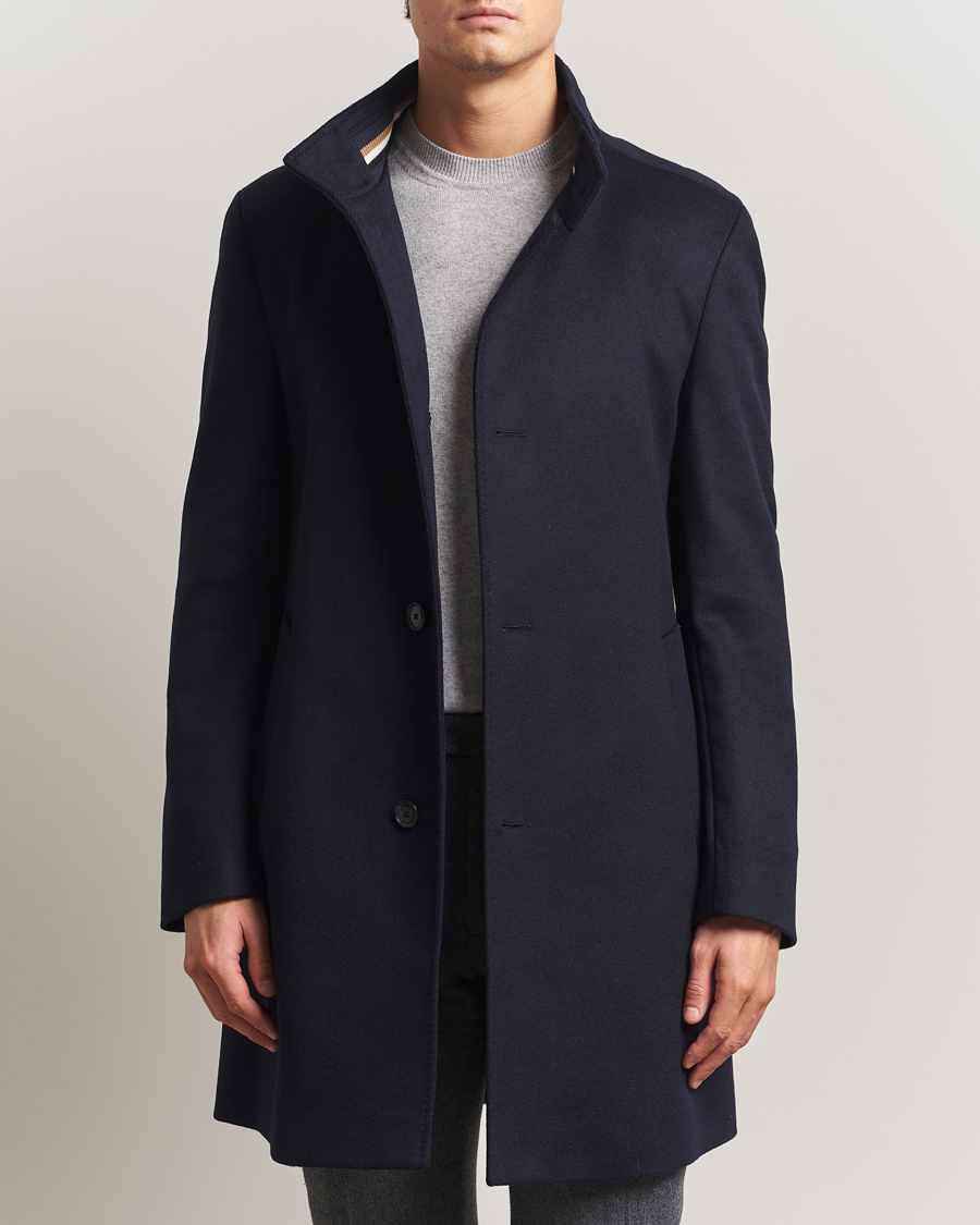 Uomini | Giacche | BOSS BLACK | Hyde Stand Up Collar Coat Dark Blue