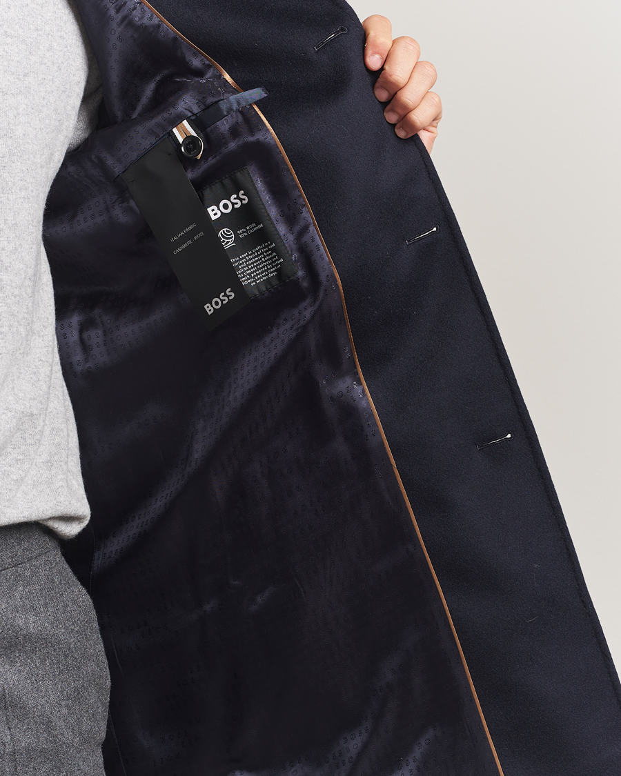 Uomini | Giacche | BOSS BLACK | Hyde Stand Up Collar Coat Dark Blue