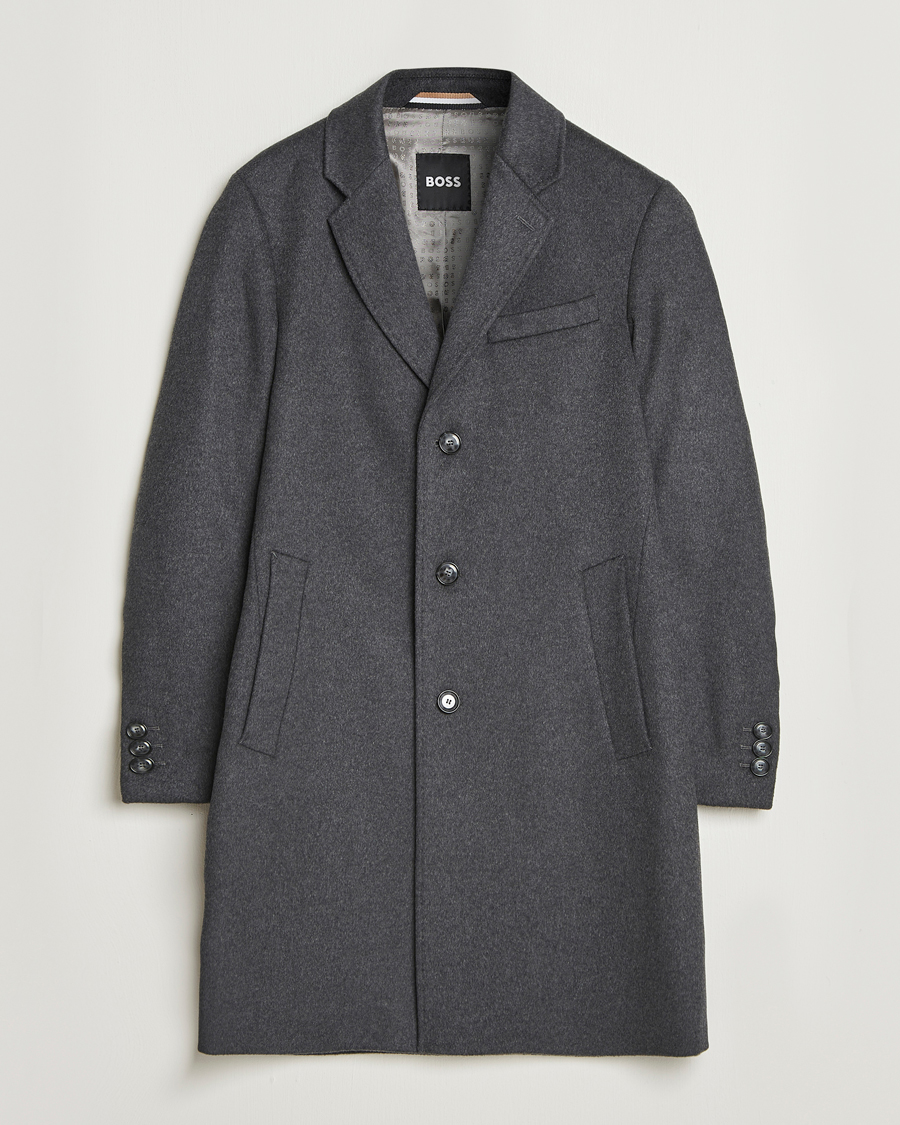 Uomini | Giacche | BOSS BLACK | Hyde Wool Coat Medium Grey
