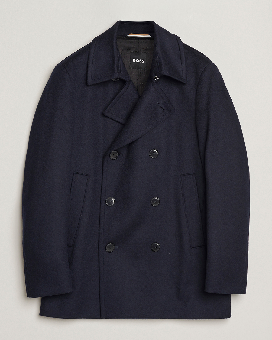 Uomini | Giacche | BOSS BLACK | Hyde Wool Peacoat Dark Blue