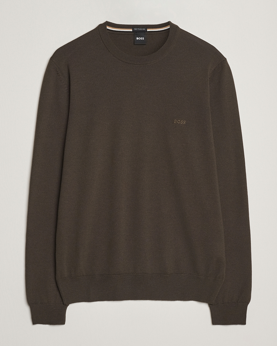 Uomini | Maglieria | BOSS BLACK | Botto Merino Knitted Pullover Open Green