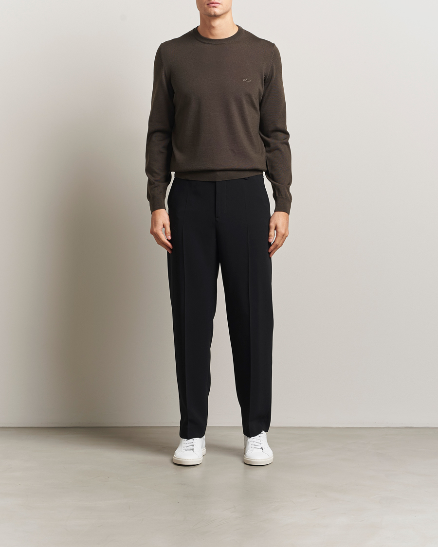 Uomini | Maglieria | BOSS BLACK | Botto Merino Knitted Pullover Open Green