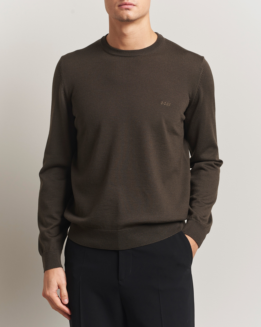 Uomini | Maglieria | BOSS BLACK | Botto Merino Knitted Pullover Open Green