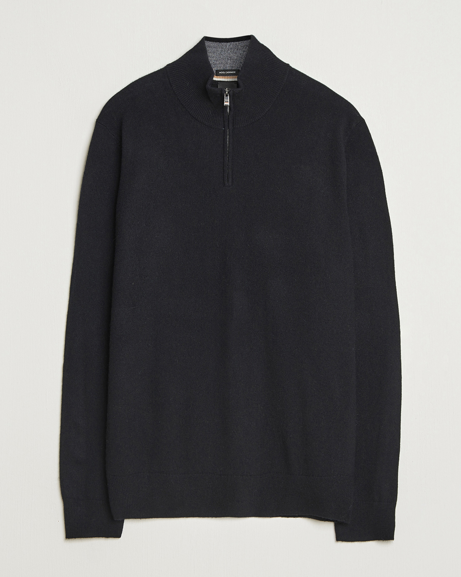 Uomini | Maglieria | BOSS BLACK | Hemarlo Wool/Cashmere Half Zip Black