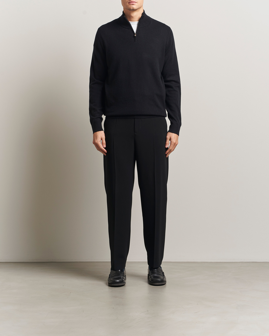 Uomini | Maglieria | BOSS BLACK | Hemarlo Wool/Cashmere Half Zip Black